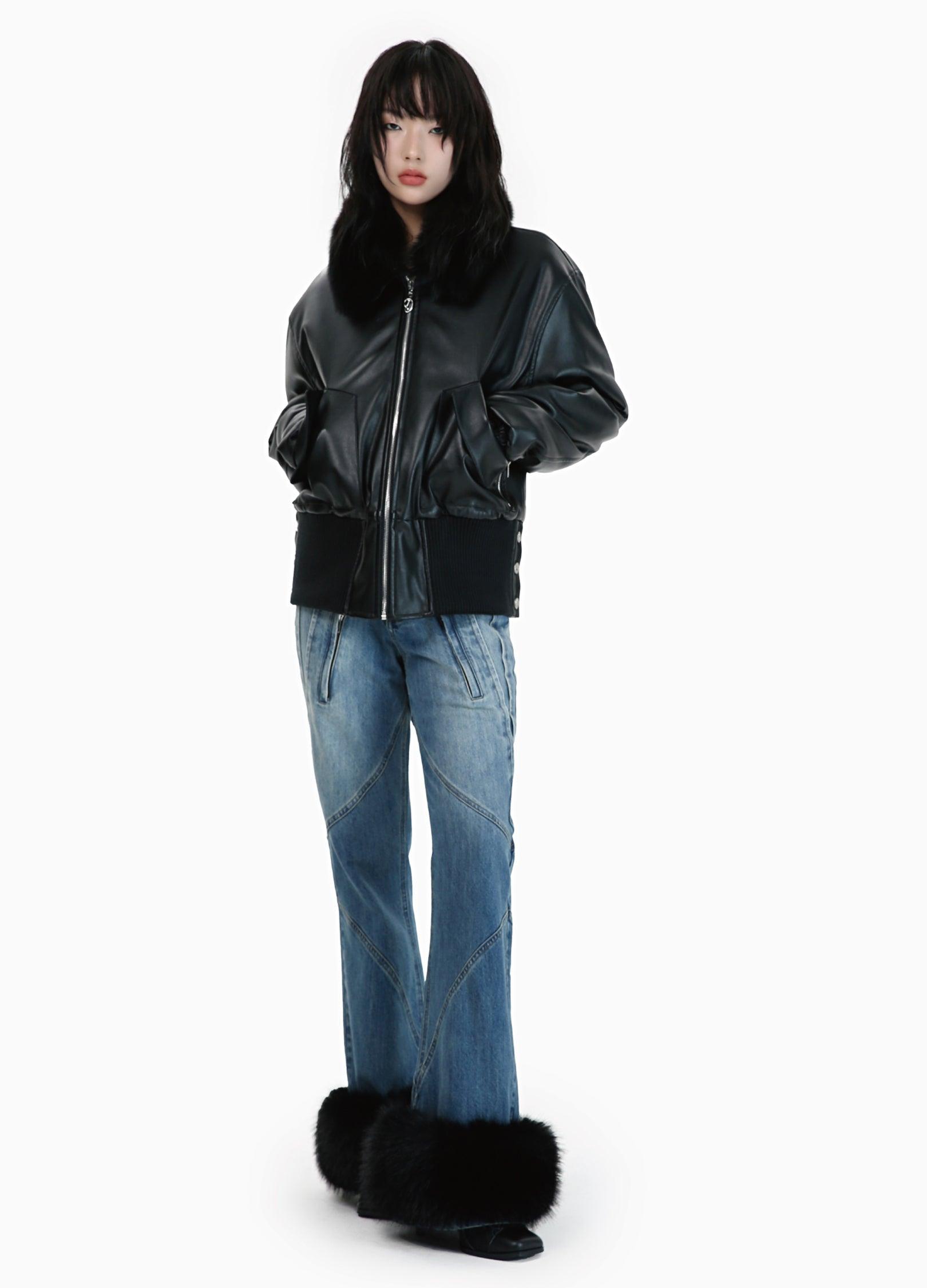 Winter-Ready Pu Leather Jacket With Removable Fur Collar - sneakershuborg