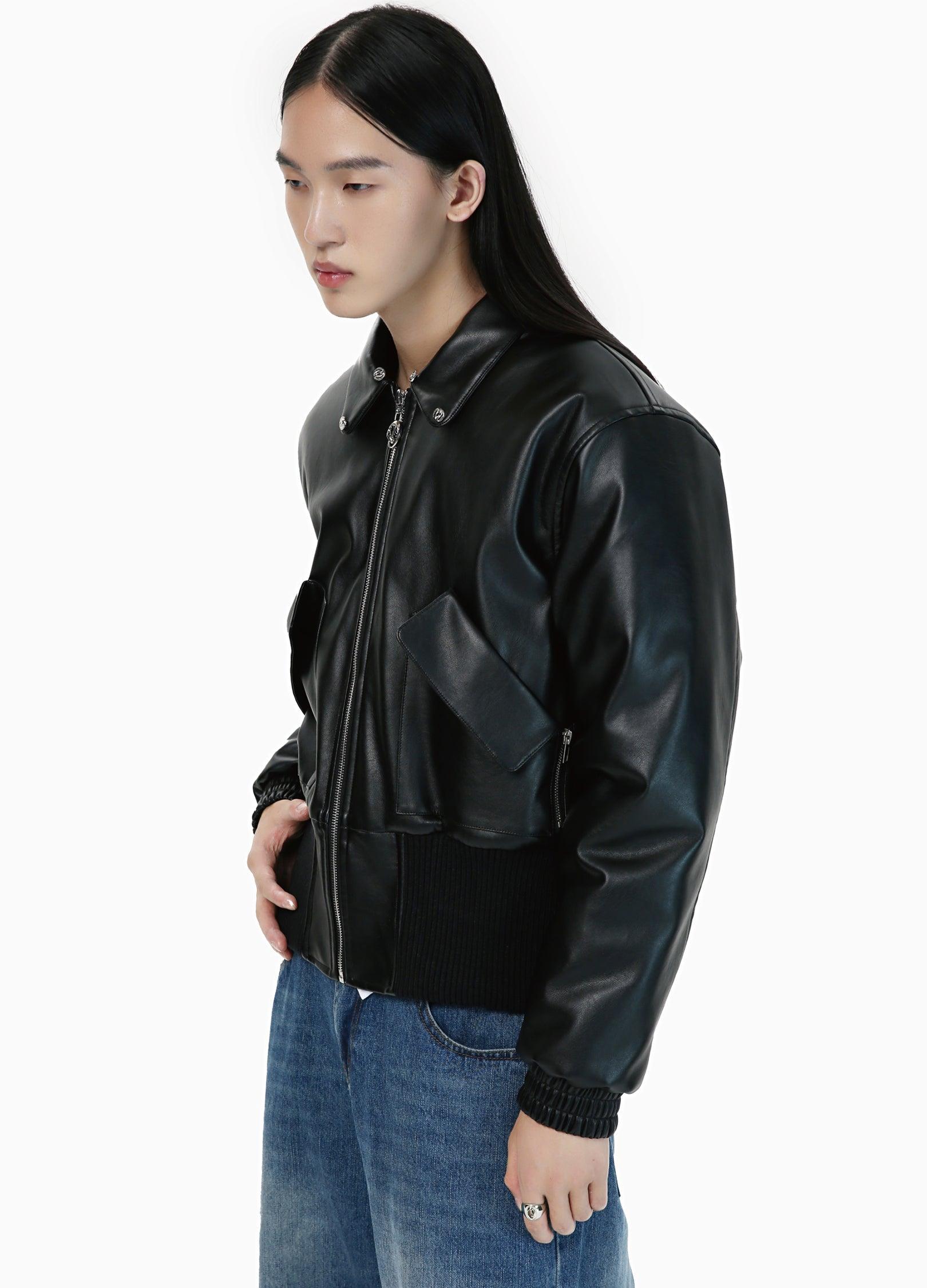 Winter-Ready Pu Leather Jacket With Removable Fur Collar - sneakershuborg