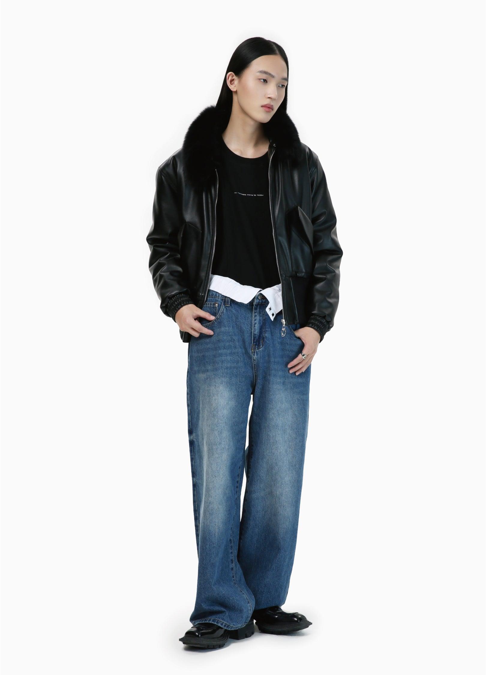 Winter-Ready Pu Leather Jacket With Removable Fur Collar - sneakershuborg