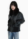 Winter-Ready Pu Leather Jacket With Removable Fur Collar - sneakershuborg