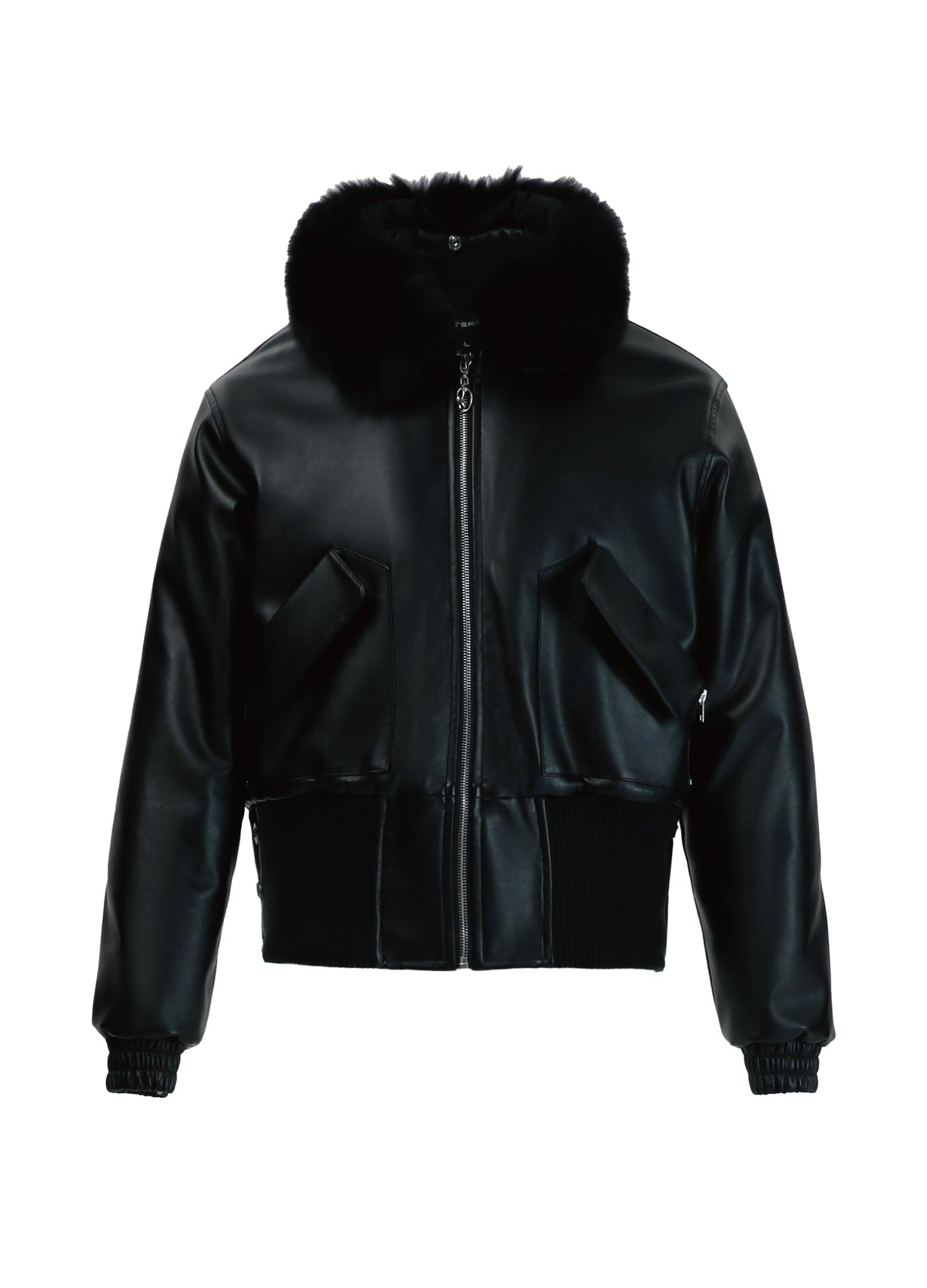 Winter-Ready Pu Leather Jacket With Removable Fur Collar - sneakershuborg