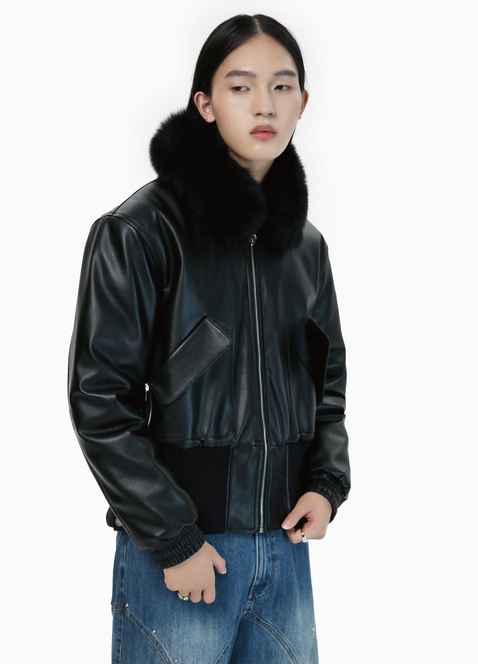 Winter-Ready Pu Leather Jacket With Removable Fur Collar - sneakershuborg