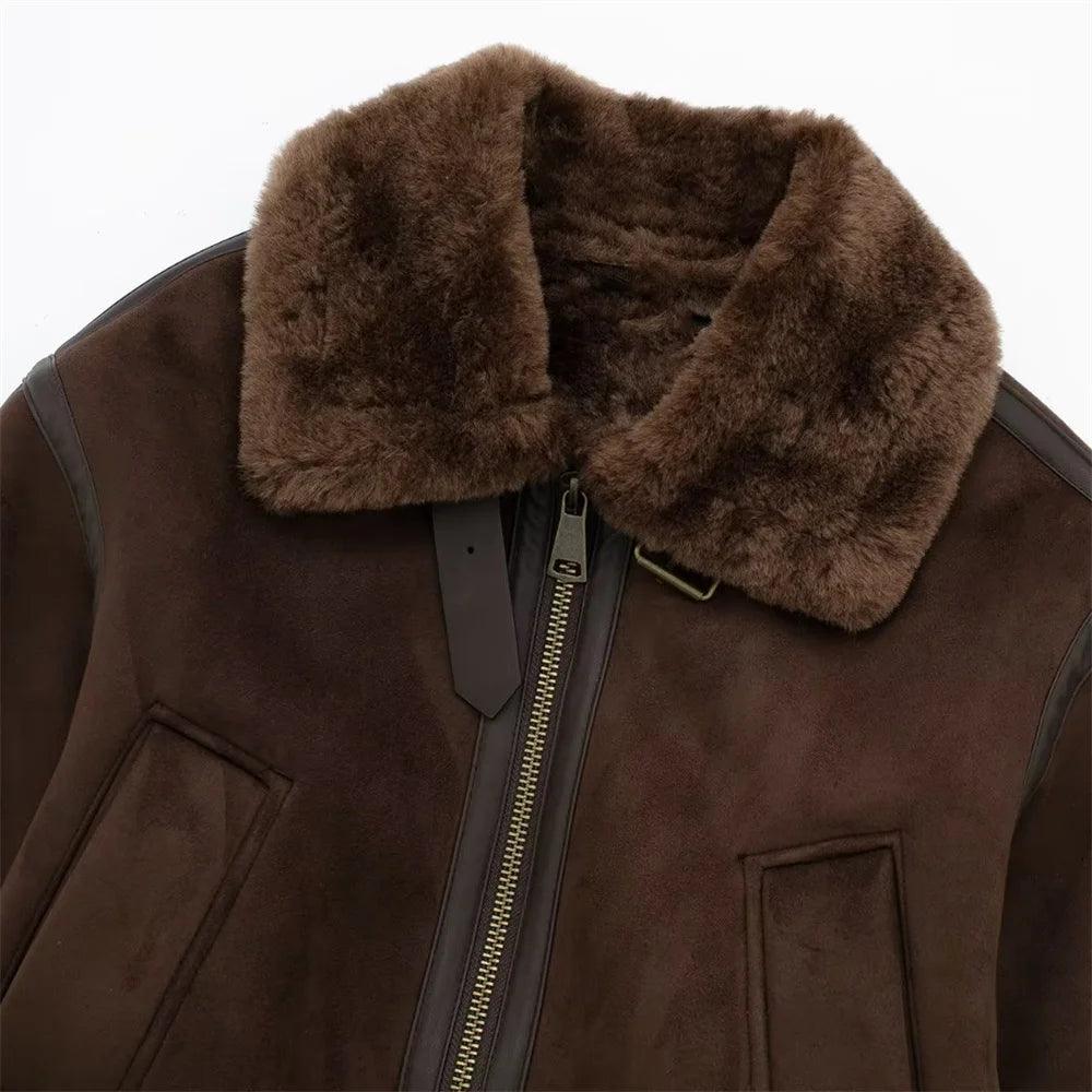 Fashionable solid color lapel loose double-sided jacket jacket eprolo