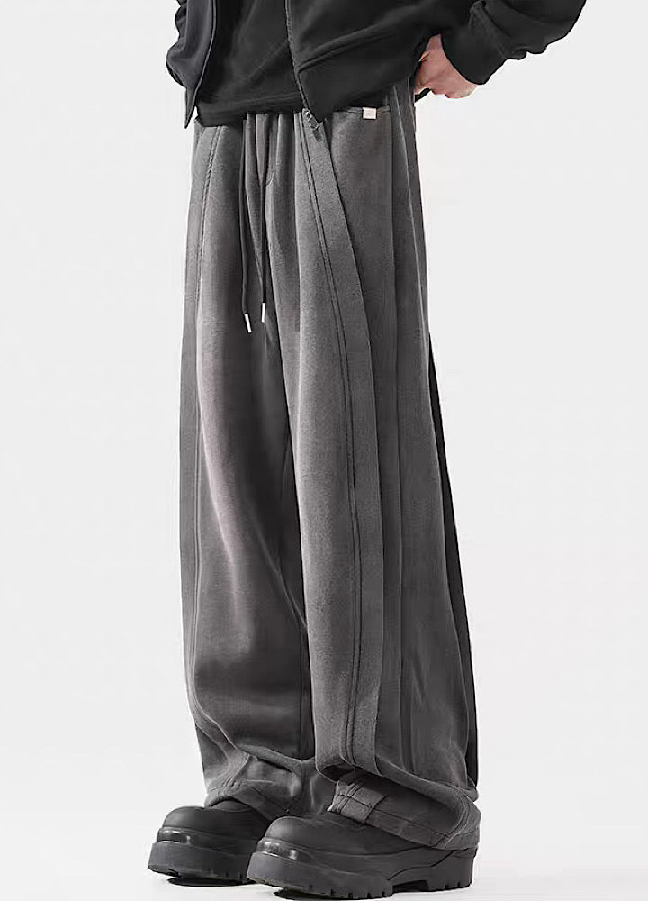 Wide-Leg Washed Drawstring Pants - sneakershuborg