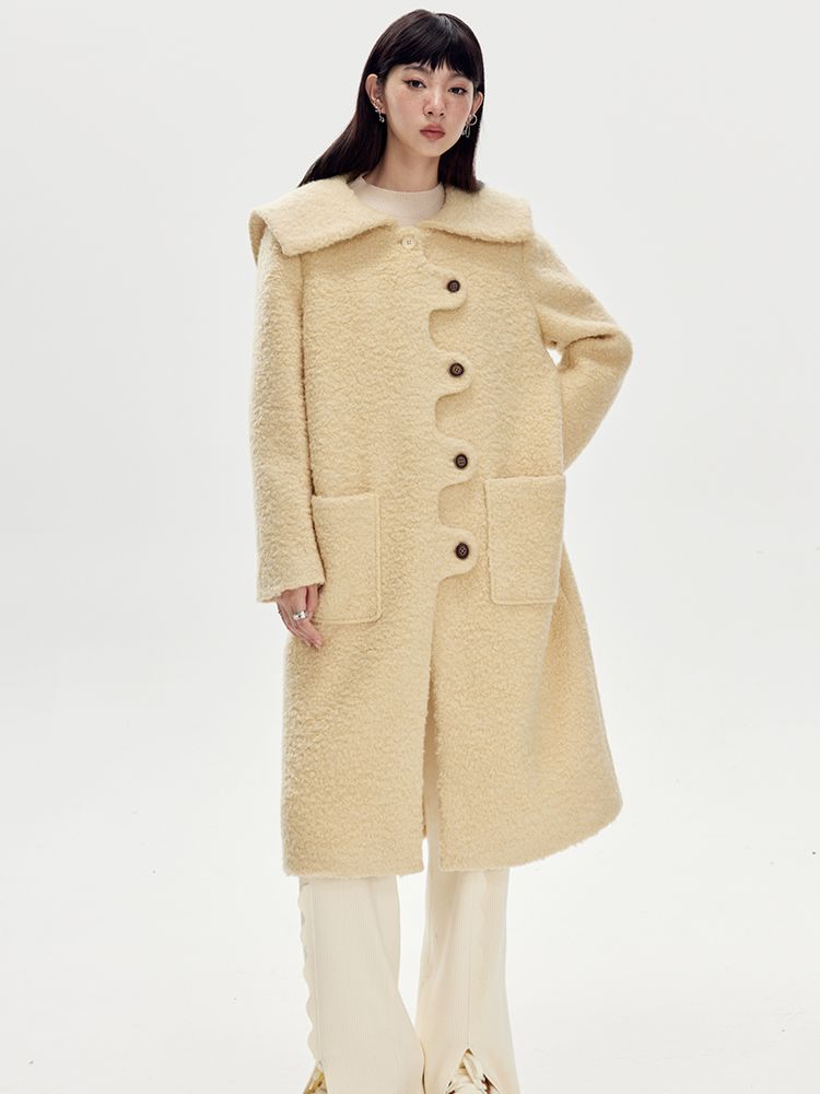 Wool Wave Sailor-Collar Coat - sneakershuborg