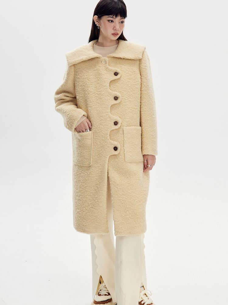 Wool Wave Sailor-Collar Coat - sneakershuborg