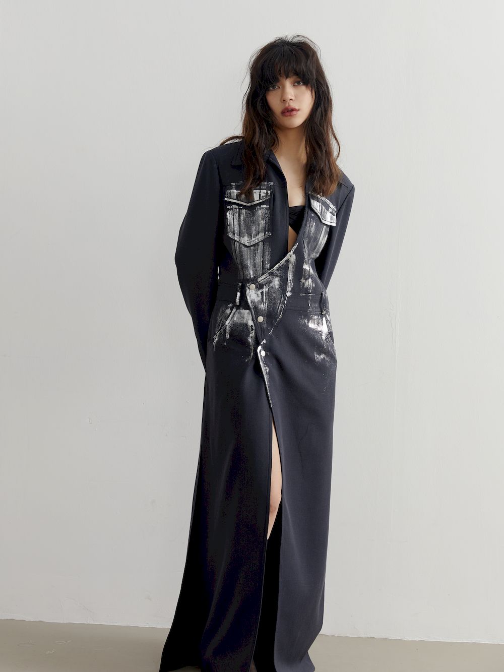 Vintage Long One-Piece Paint Slit Coat - sneakershuborg