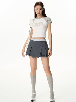 Wrap Pleats Plain Mini-Skirt - sneakershuborg