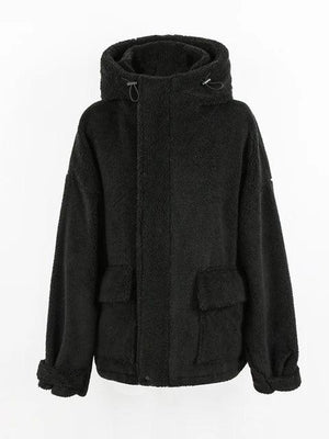 Sneakershub Winter Thick Warm Oversized Dark Grey Sherpa Jacket eprolo