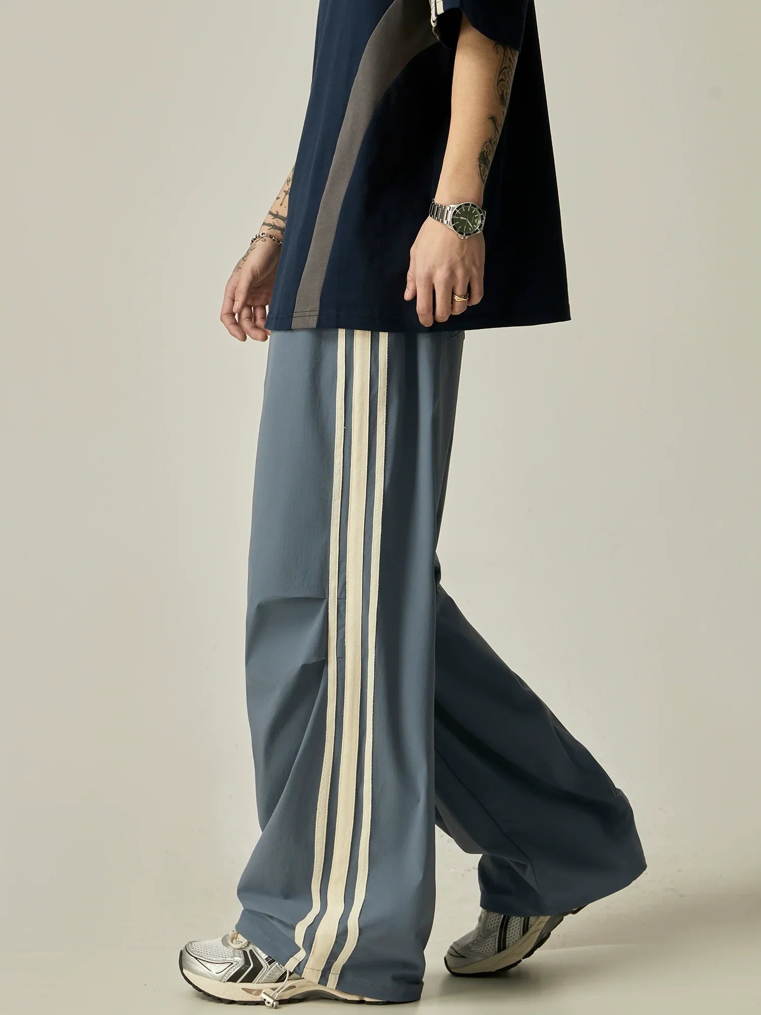 Wide-Leg Triple Stripe Athletic Pants sneakershuborg