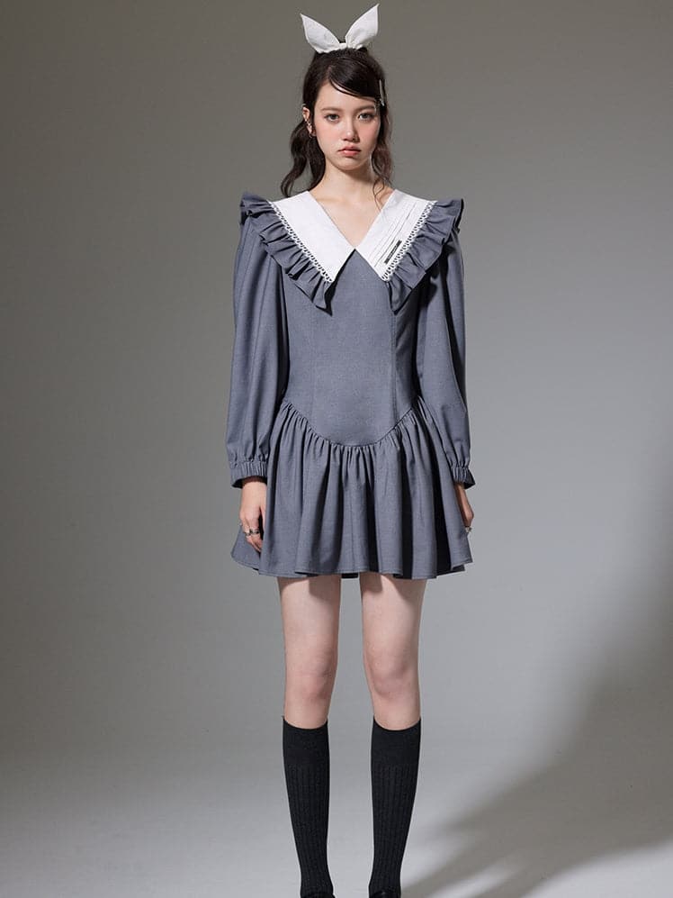 A-Line Dress With Doll Collar - sneakershuborg