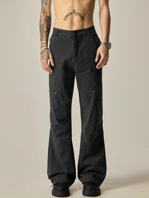 Wide-Leg Paneled Black Trousers sneakershuborg