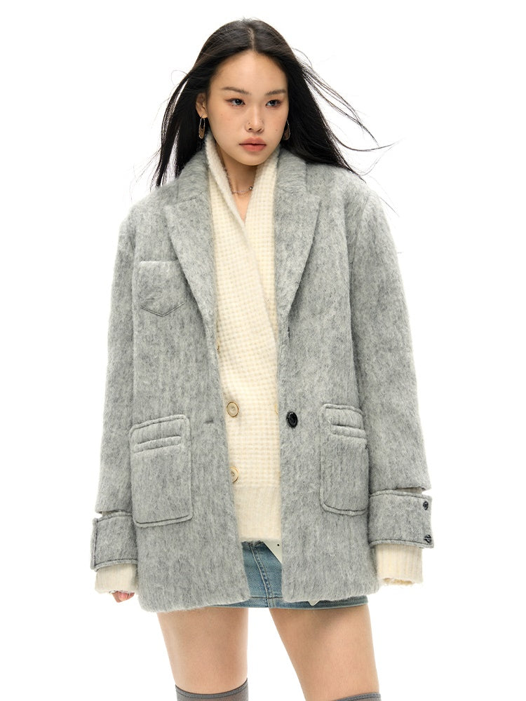 Wool Blend Oversize Jacket Coat - sneakershuborg