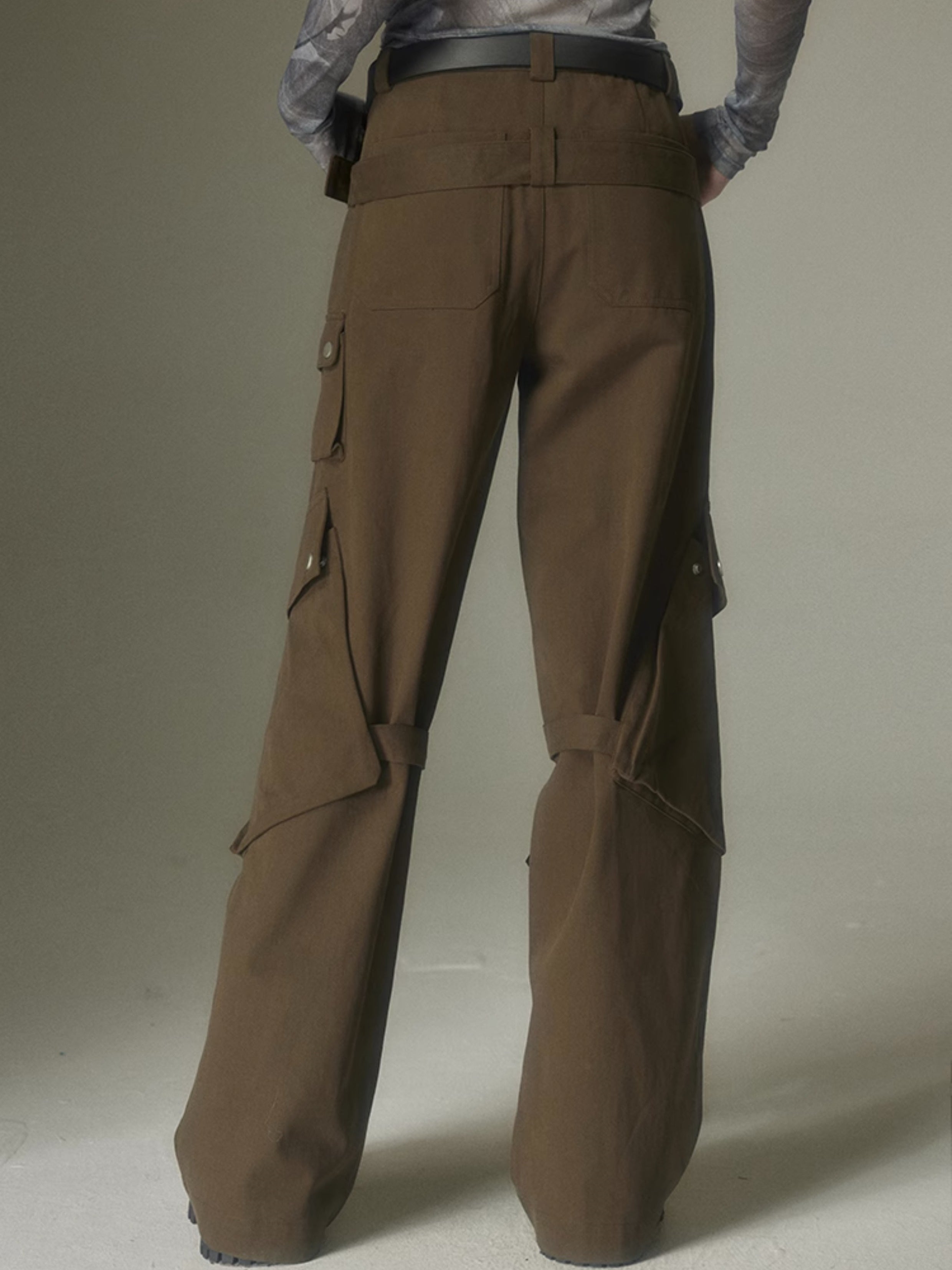 Wide Leg Double Belted Straight Fit Trousers - sneakershuborg