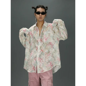 Ethereal Frost Floral Lace Button-Down Shirt sneakershuborg