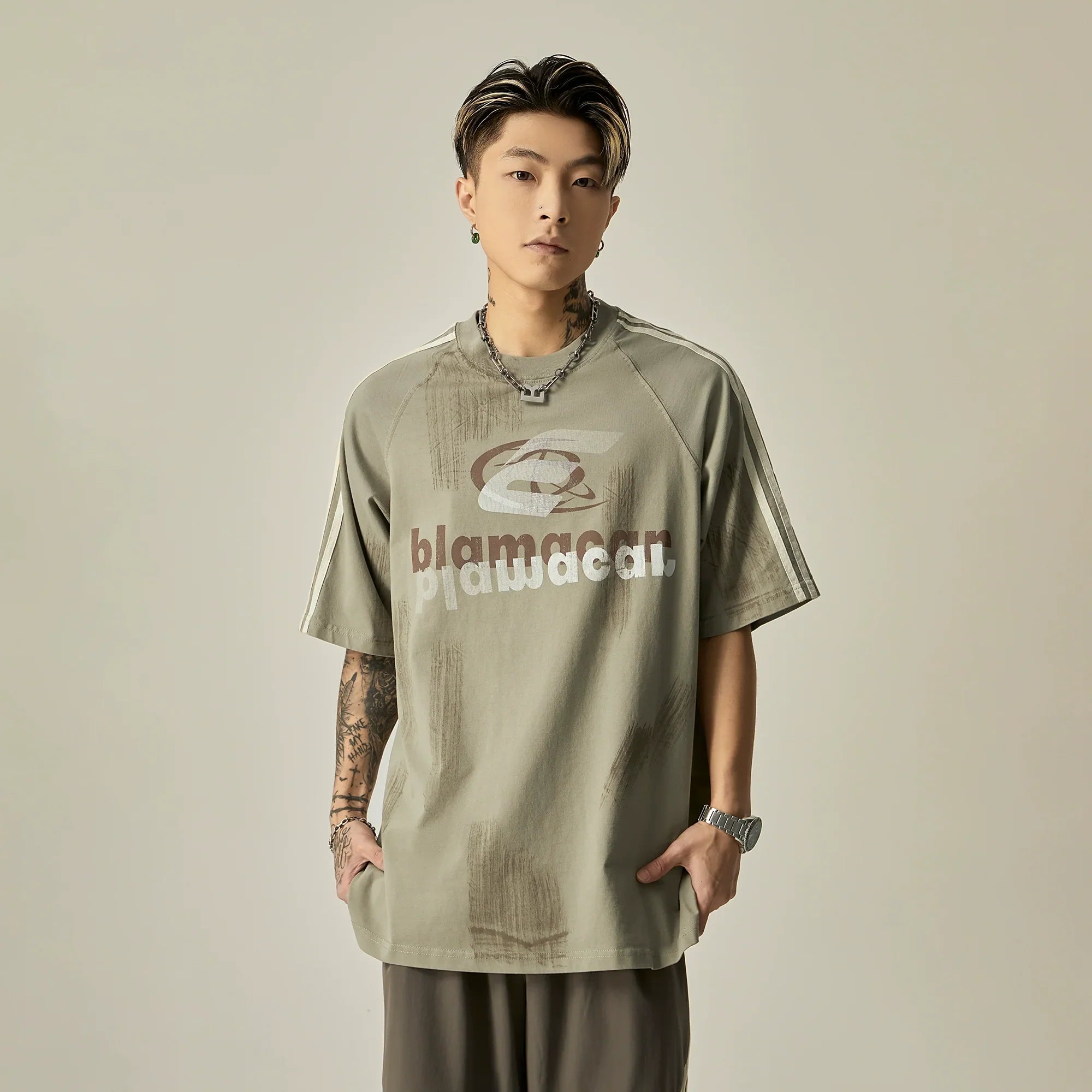 Blamacal Triple Stripe Oversized Logo Tee sneakershuborg