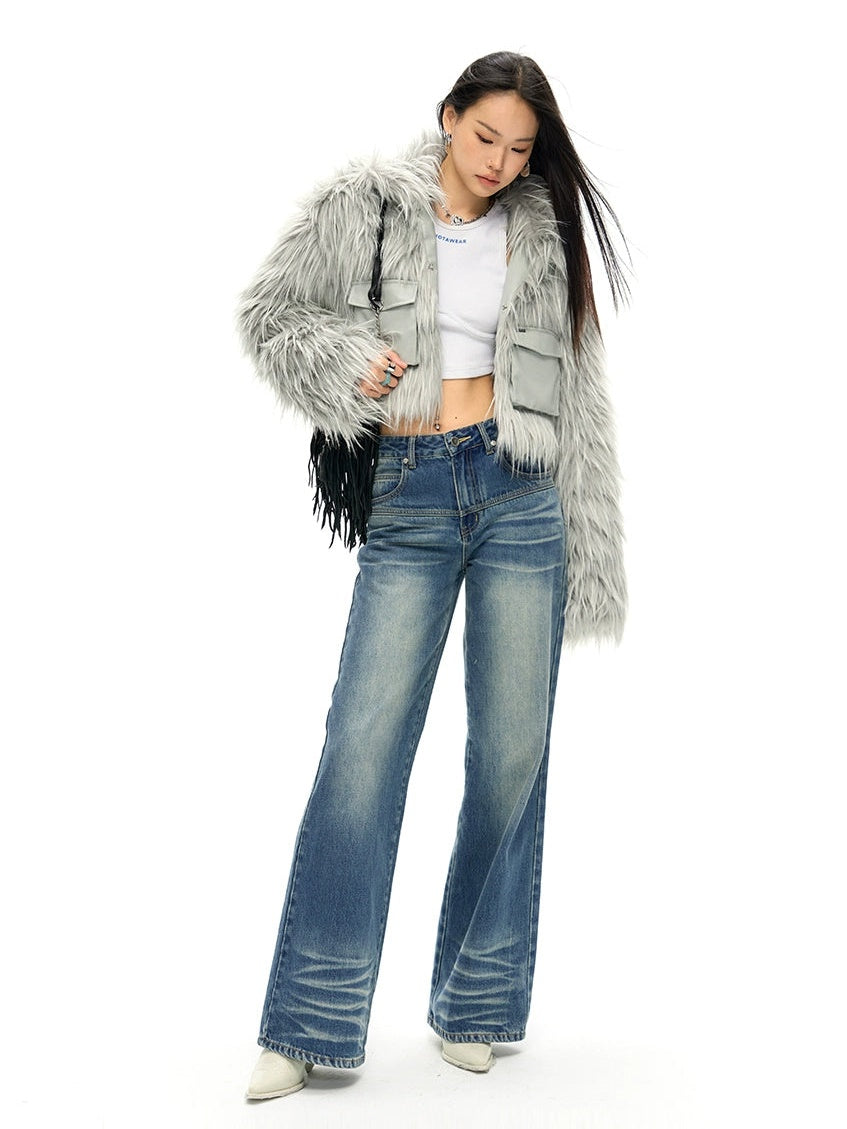 Work Pocket Long Hair Short Eco-Friendly Fur Jacket - sneakershuborg