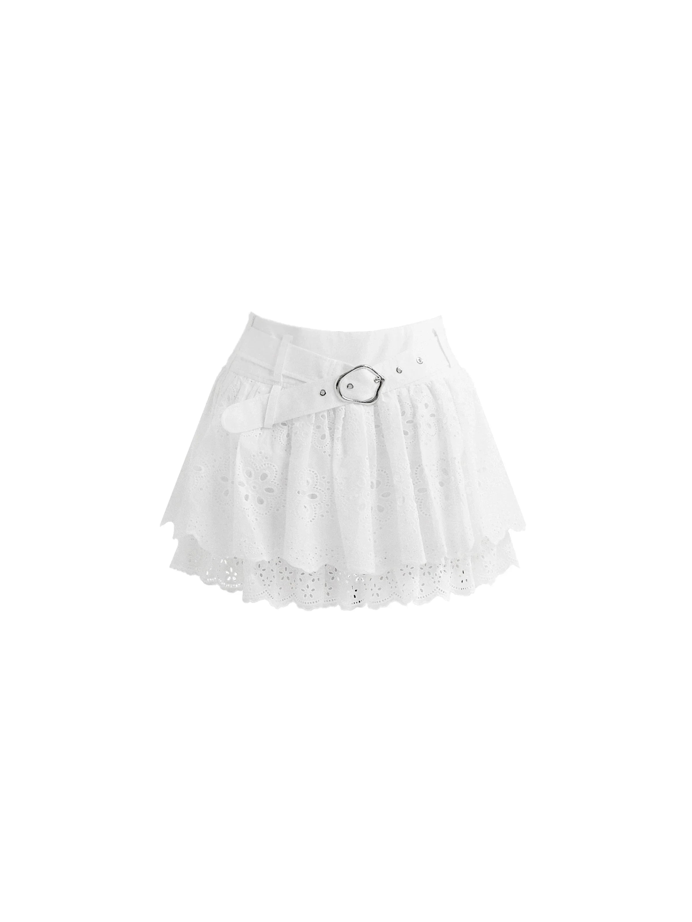 White Lace Collar Blouse and Eyelet Skirt Set sneakershuborg