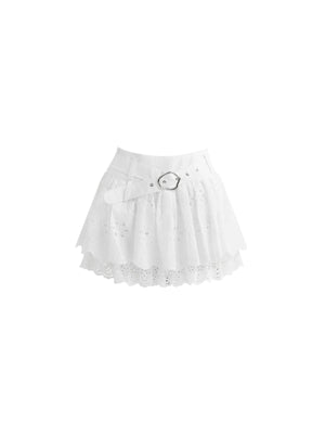 White Lace Collar Blouse and Eyelet Skirt Set sneakershuborg