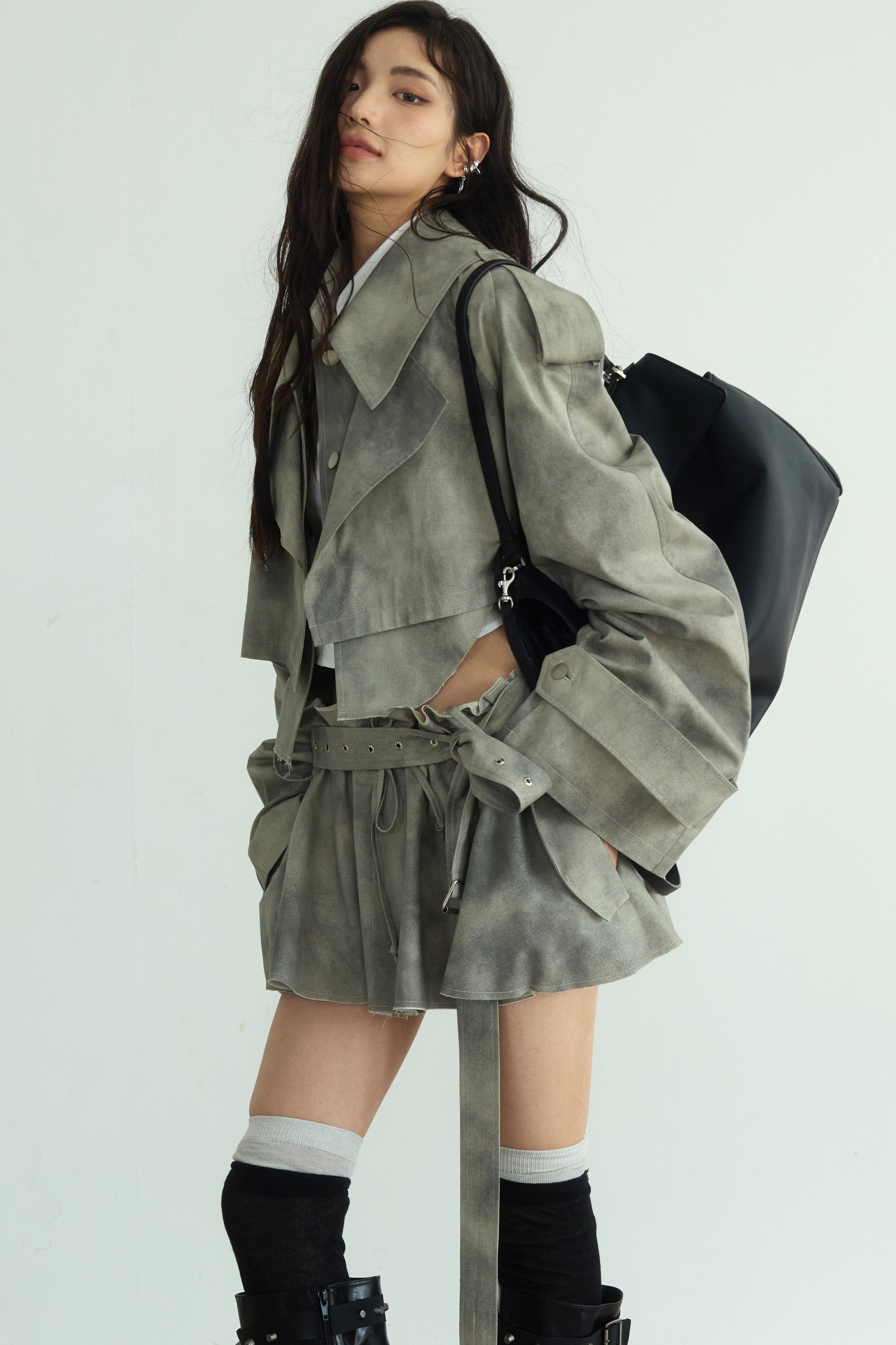 Storm Cloud Cropped Trench Jacket sneakershuborg