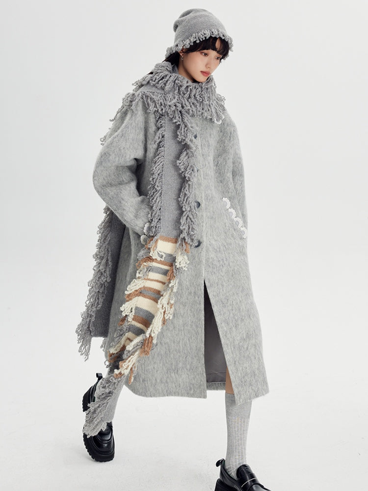 Wool Coat With Lace Lapel - sneakershuborg