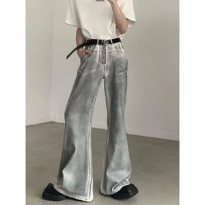 Wide-Leg Silver Metallic Jeans - sneakershuborg