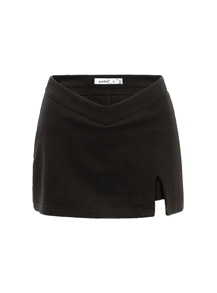 Waist V-shaped Wrapped Split A-line Short Skirt sneakershuborg