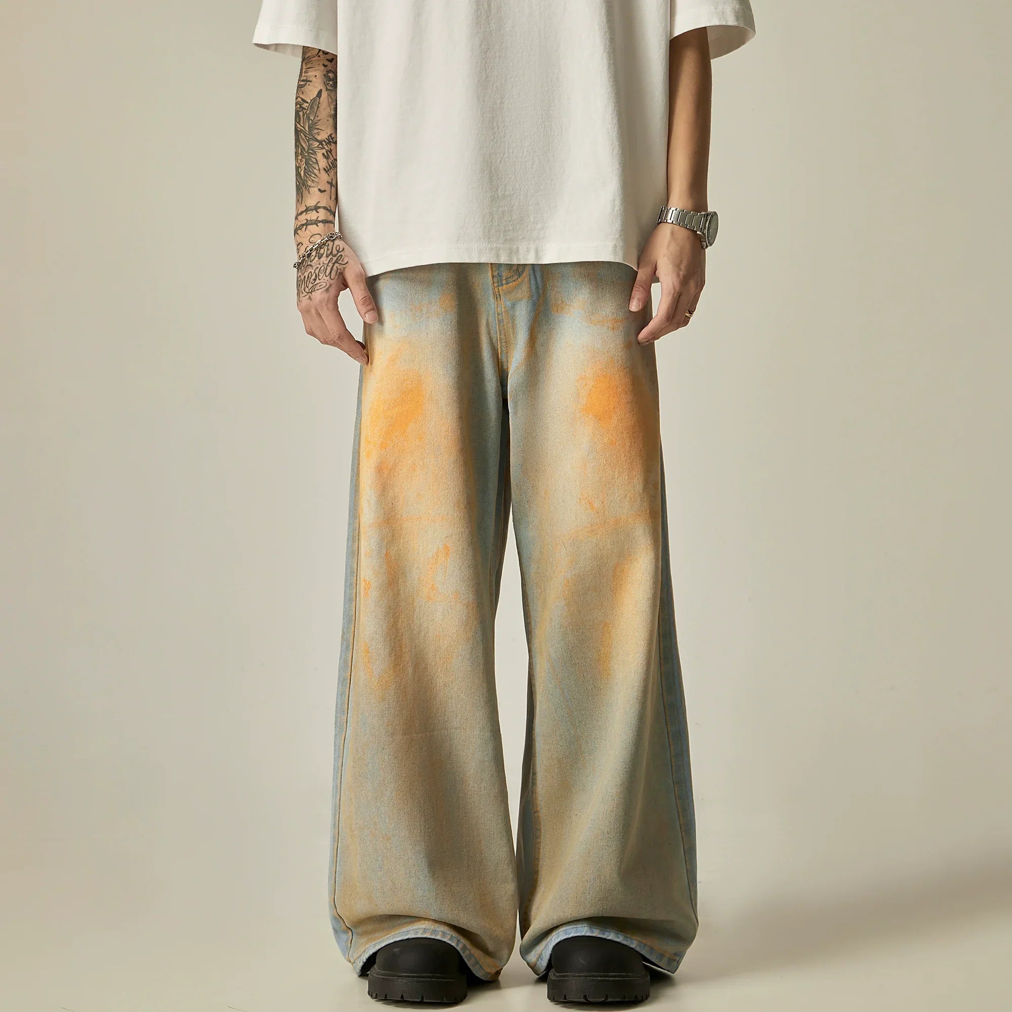 Wide-Leg Tie-Dye Ombre Jeans sneakershuborg