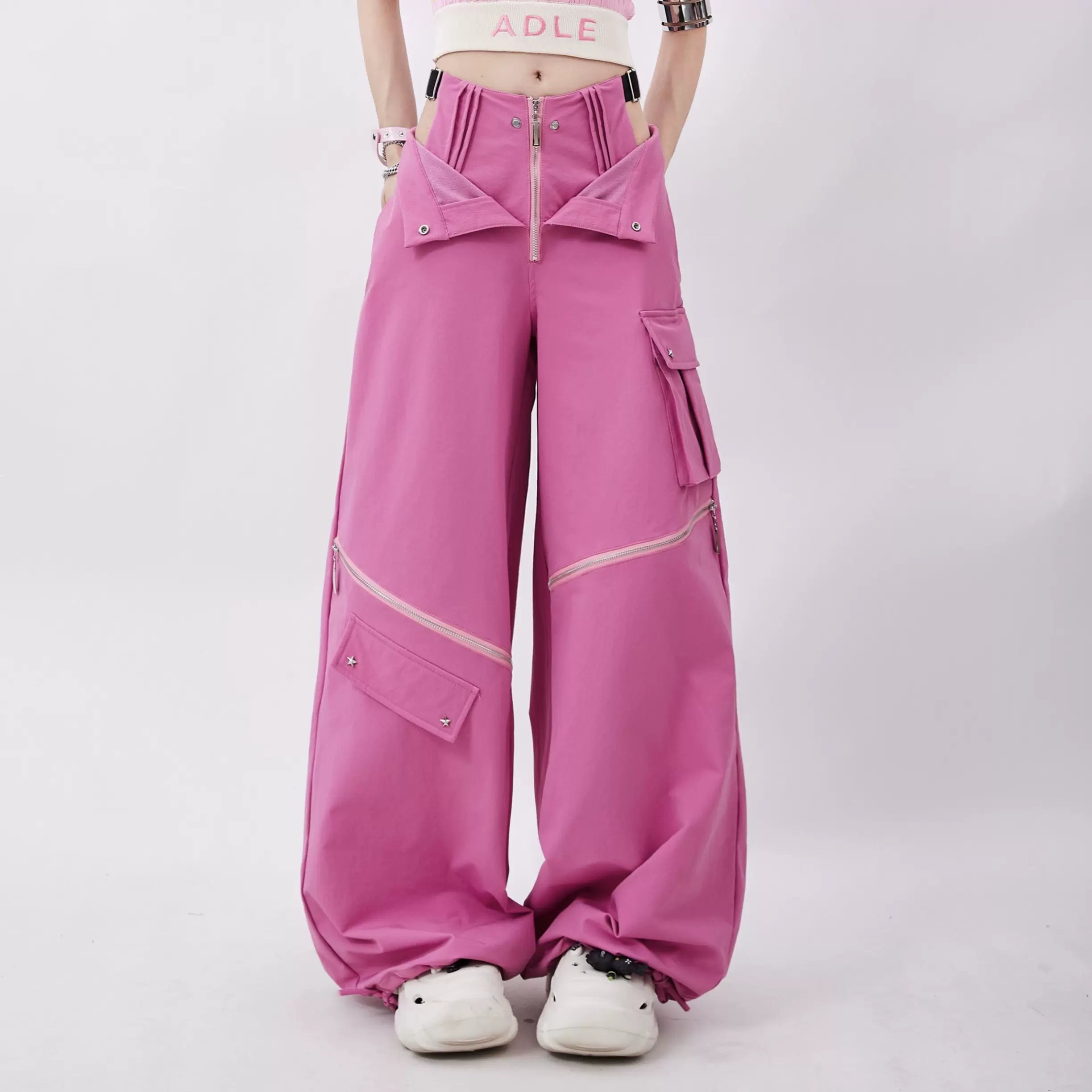 Zipper Two-Wear Wide Leg Casual Pants - sneakershuborg