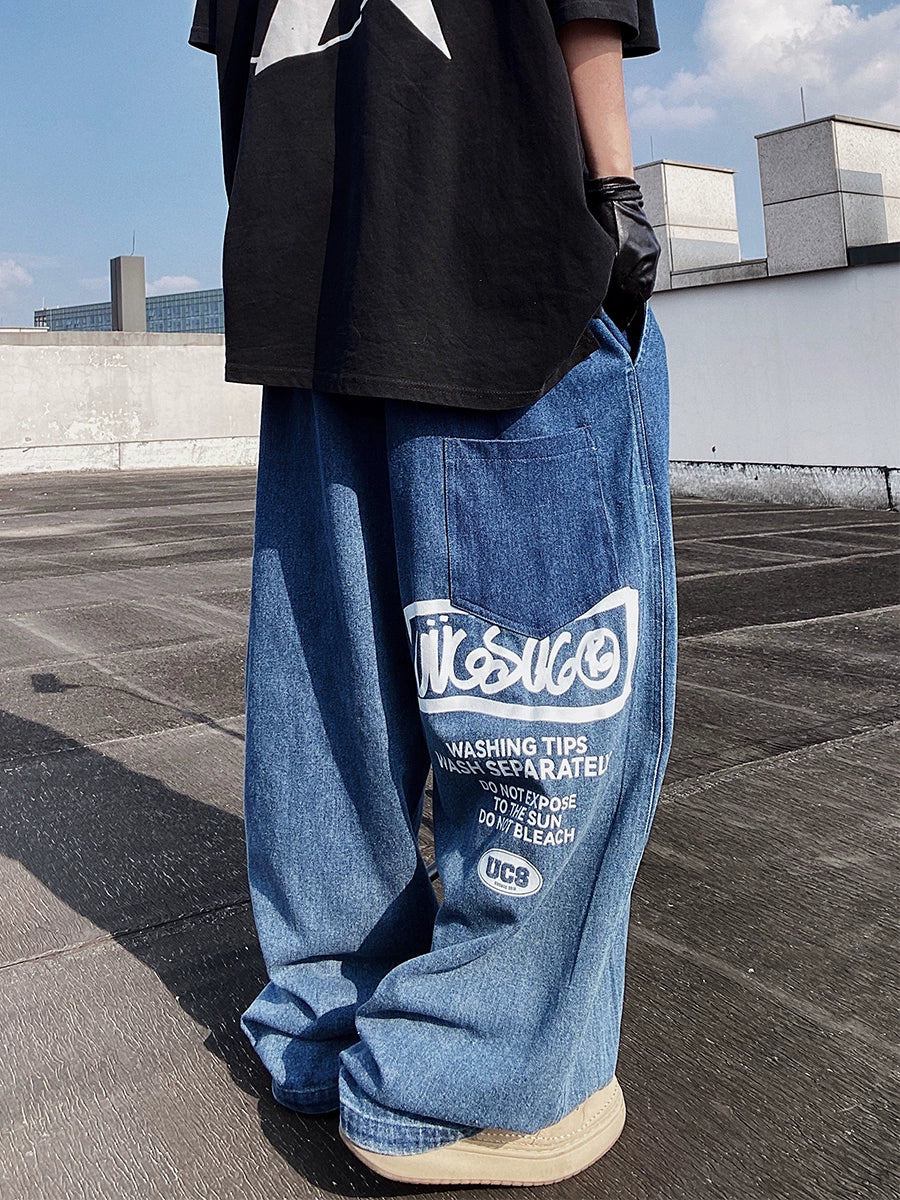 UUCSCC Laundry Tag Oversized Denim Jeans sneakershuborg