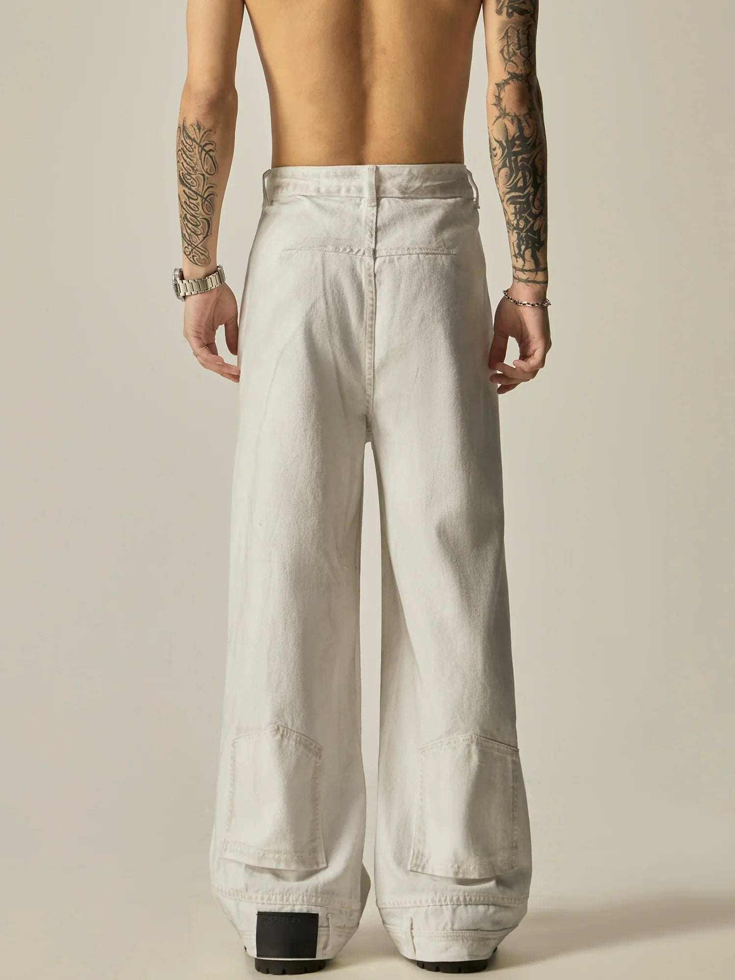 Ivory Linen Blend Ultra-Wide Leg Trousers sneakershuborg