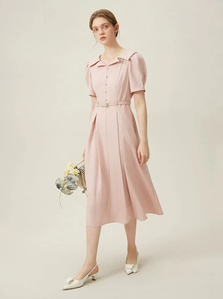 Vintage-Inspired Silhouette Elegant Midi Dress sneakershuborg