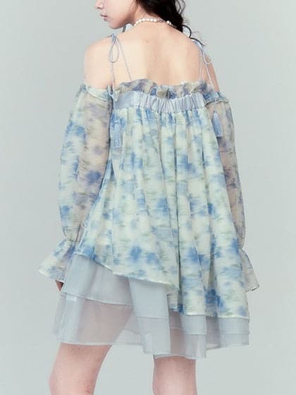 Romantic Lace Floral Dress With Irregular Hem And Ribbon - sneakershuborg