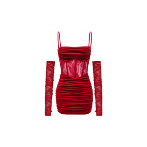 1Jinn Velvet Dress With Fishbone Straps - sneakershuborg