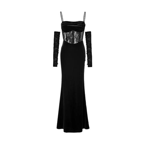 1Jinn Velvet Dress With Fishbone Straps - sneakershuborg