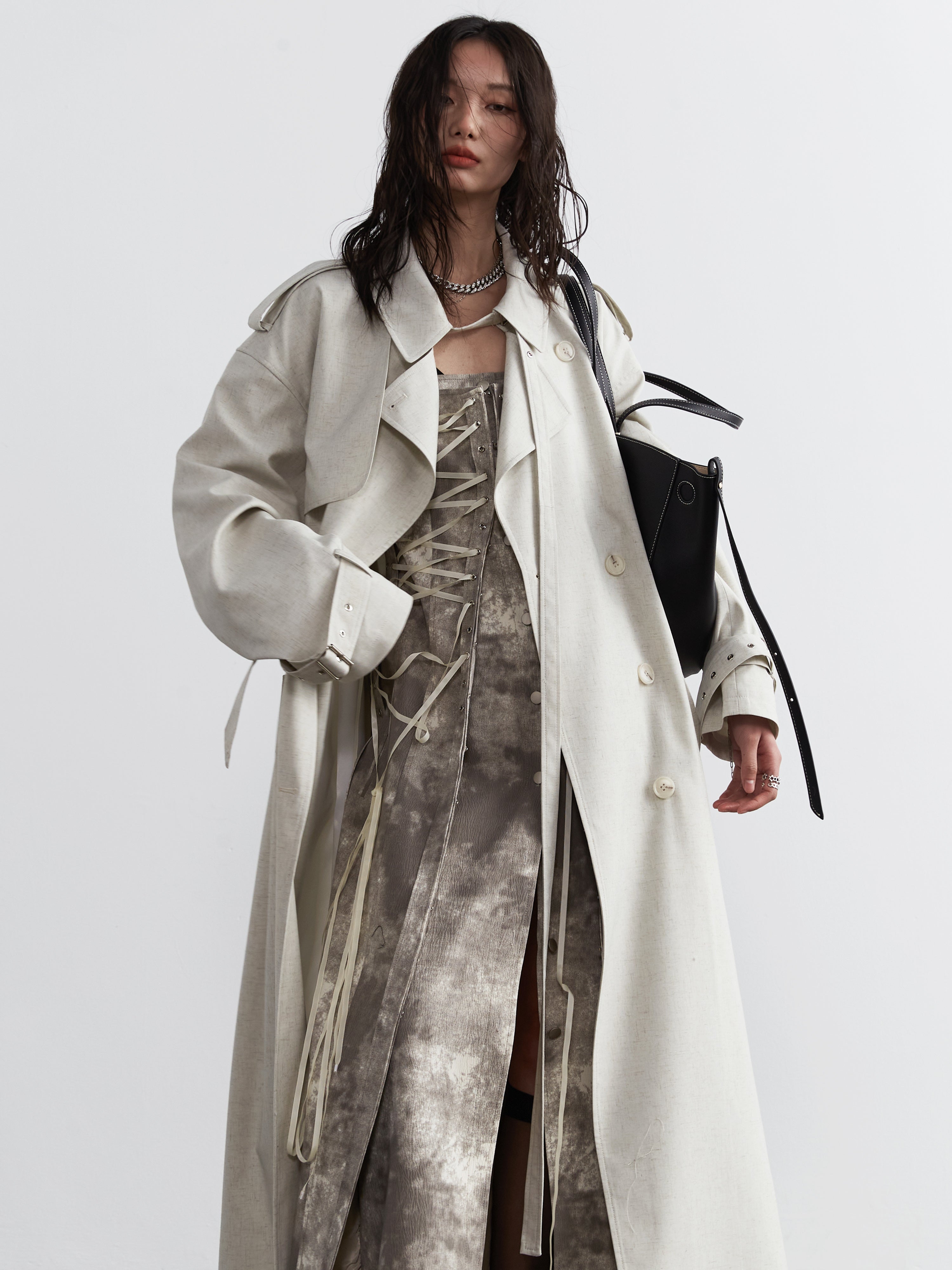 Ivory Elegance Oversized Trench Coat sneakershuborg