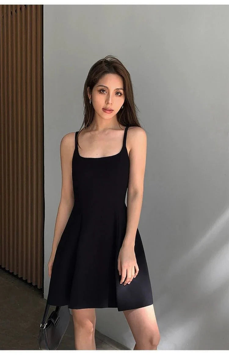 Summer Collection: Black Square-Neck A-Line Dress - sneakershuborg