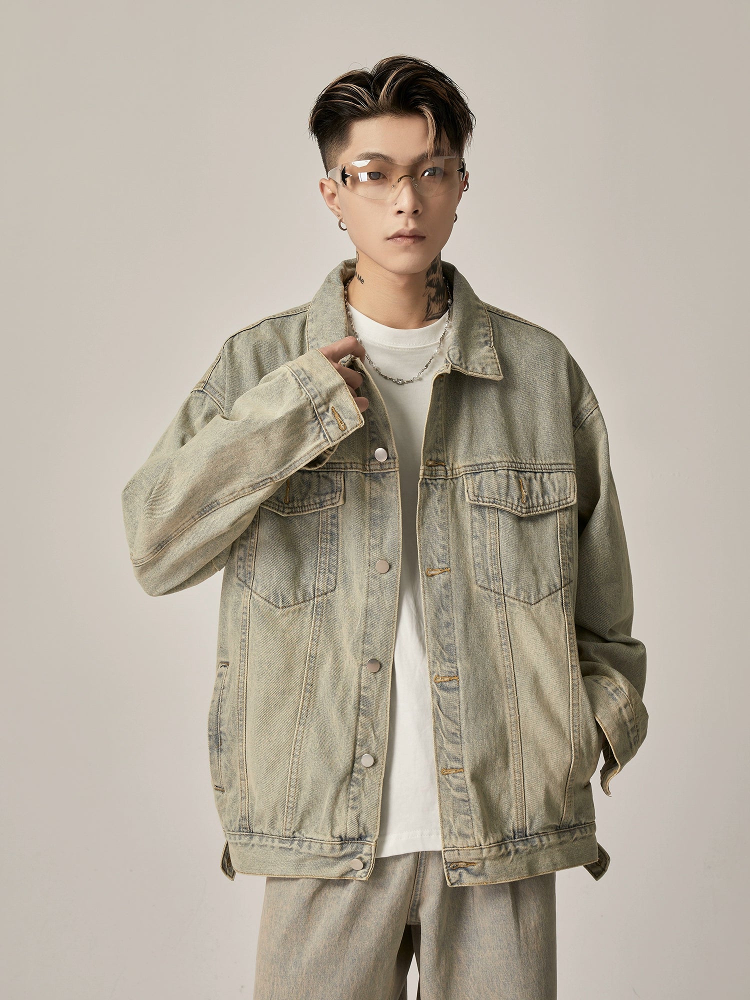 Sage Horizon Oversized Denim Trucker Jacket sneakershuborg