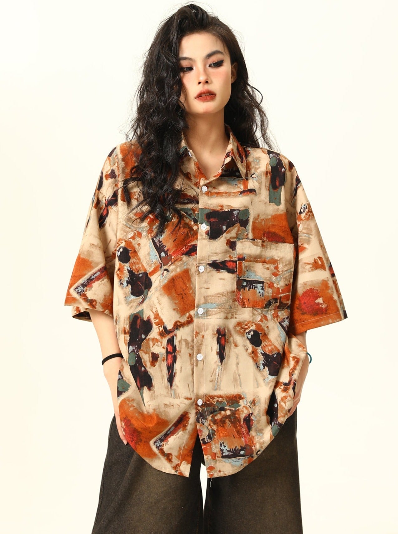 Abstract Paint Oversized Shirt sneakershuborg