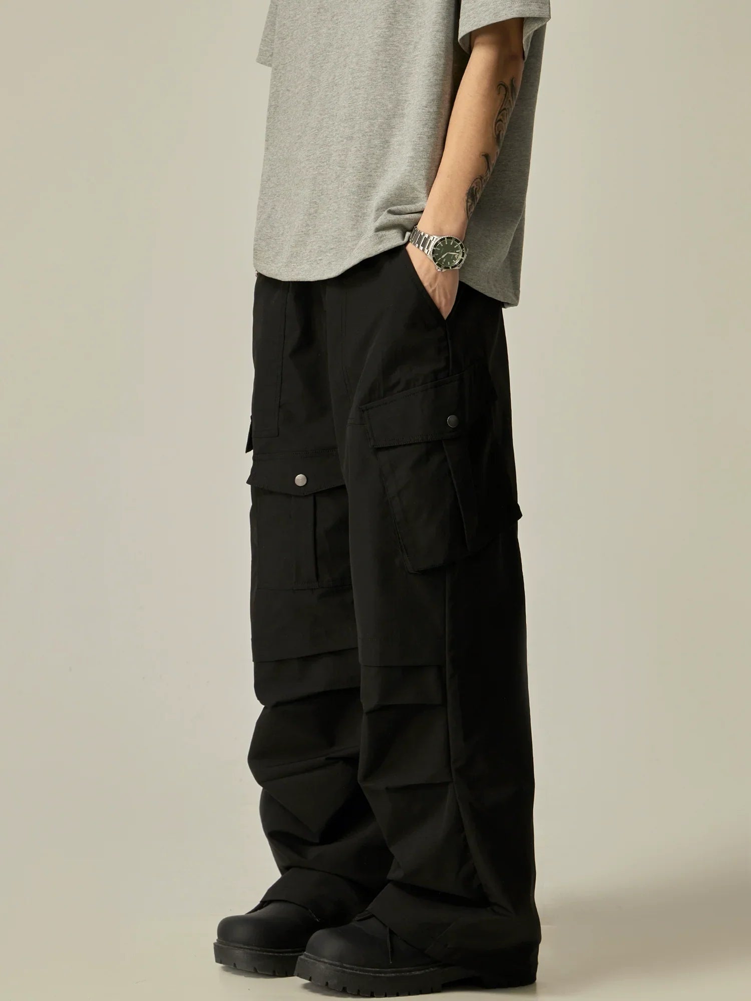 Stealth Shadow Wide-Leg Tactical Cargo Pants sneakershuborg