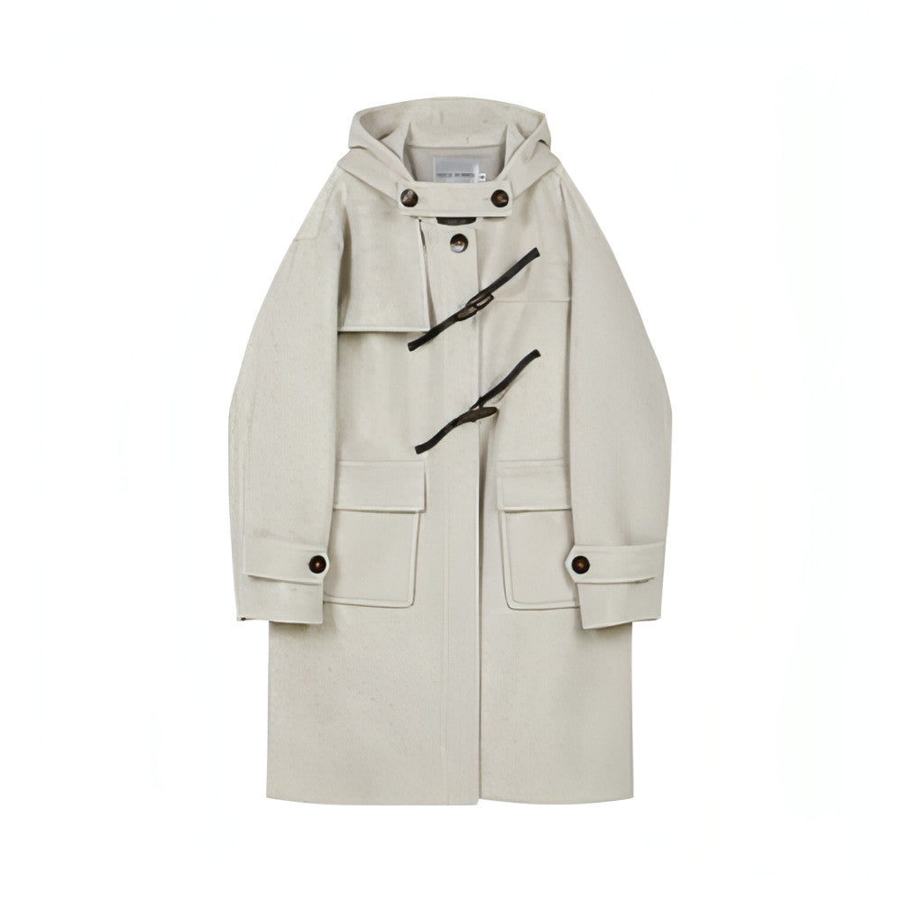 Winter Thick Woolen Coat With Horn Buttons - sneakershuborg