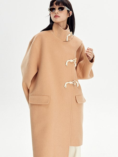 Woolen Coat With Horn Button - sneakershuborg