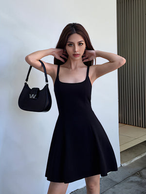 Summer Collection: Black Square-Neck A-Line Dress - sneakershuborg