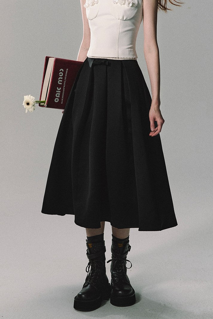 Black Pleated Midi Skirt sneakershuborg