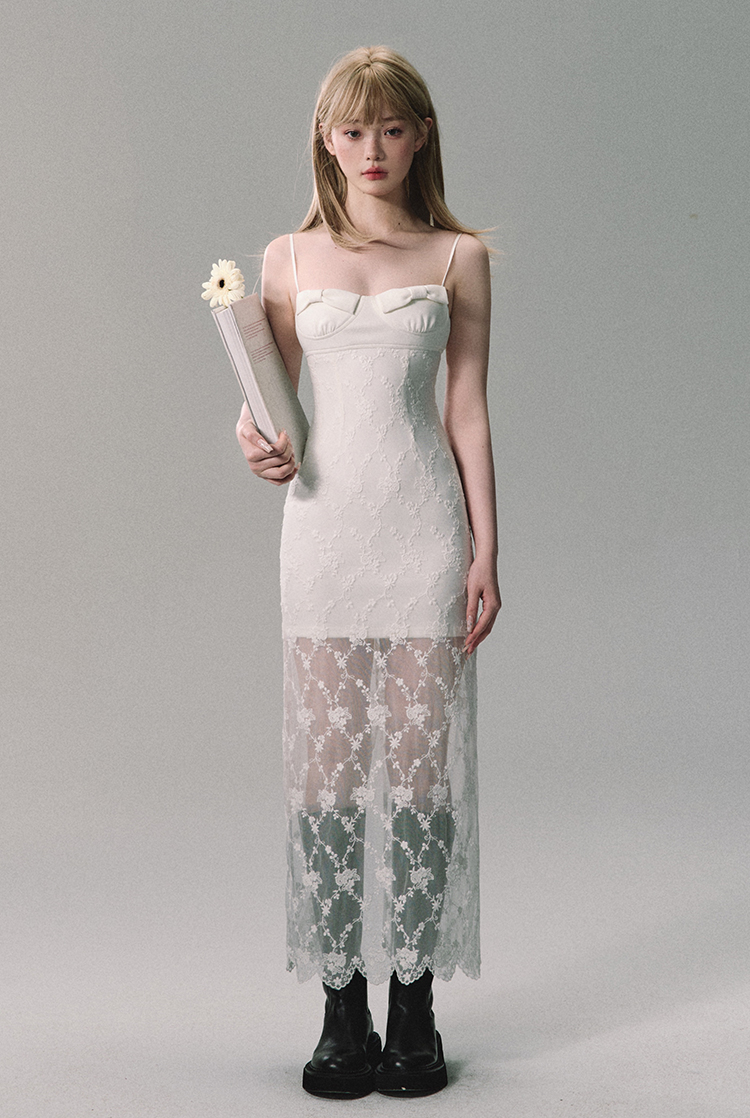 White Lace Slip Maxi Dress sneakershuborg