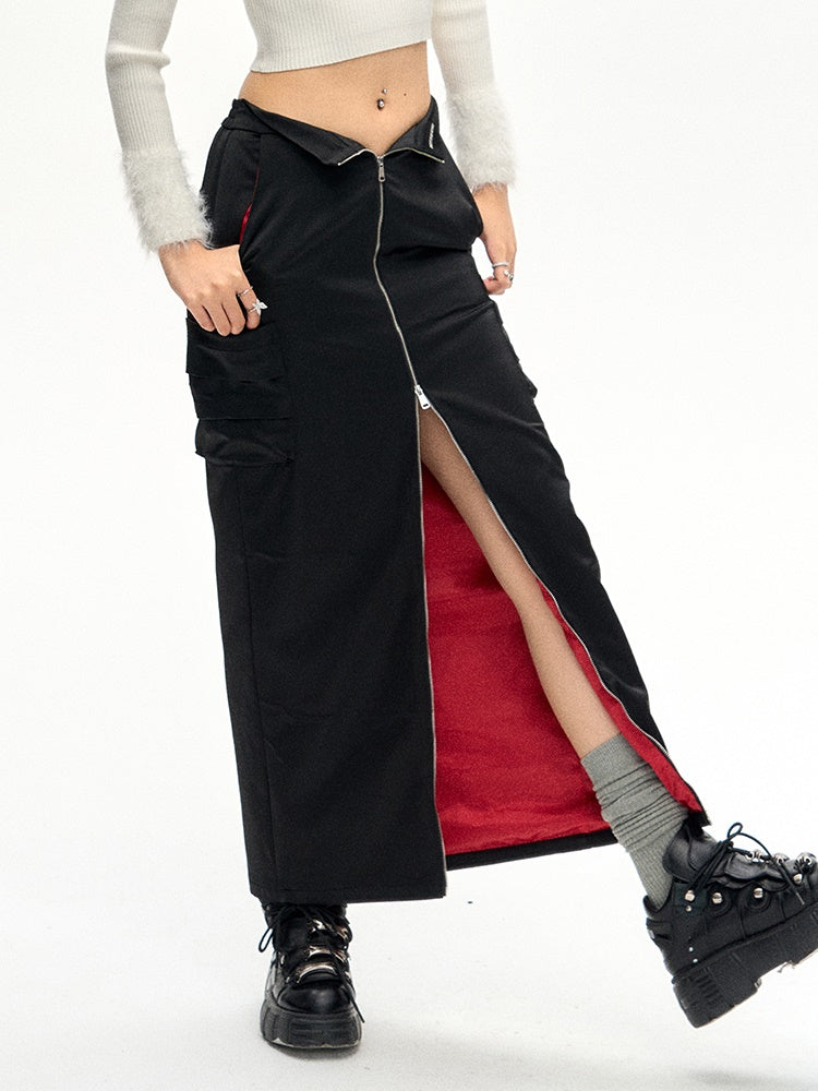 Zippered Slit Work Skirt - sneakershuborg