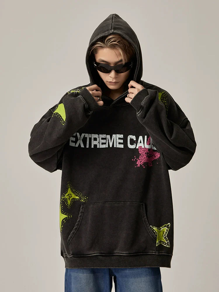 Extreme Cause Grunge Graphic Oversized Hoodie - sneakershuborg