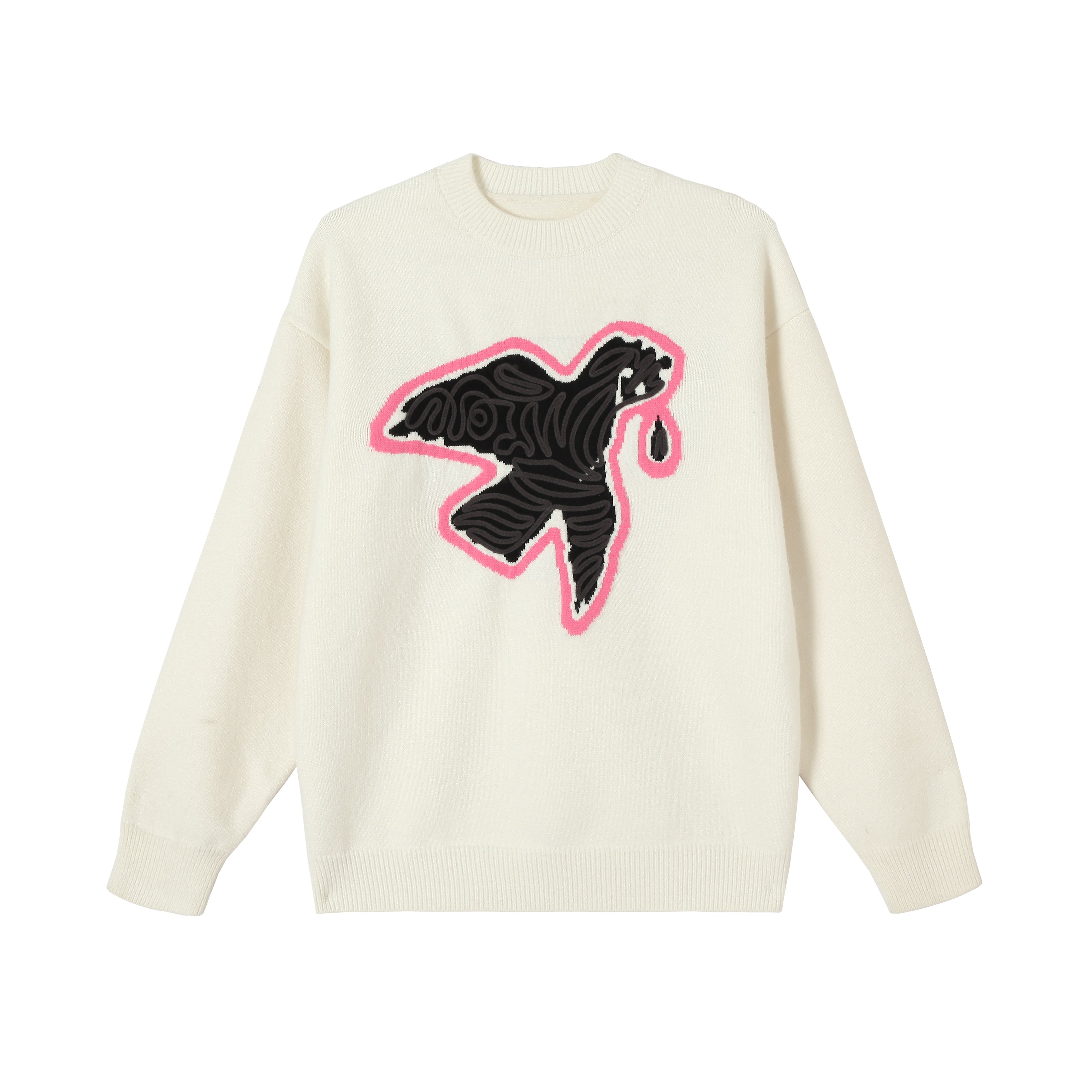 3D Rope Embroidered Peace Dove Knit Sweater - sneakershuborg