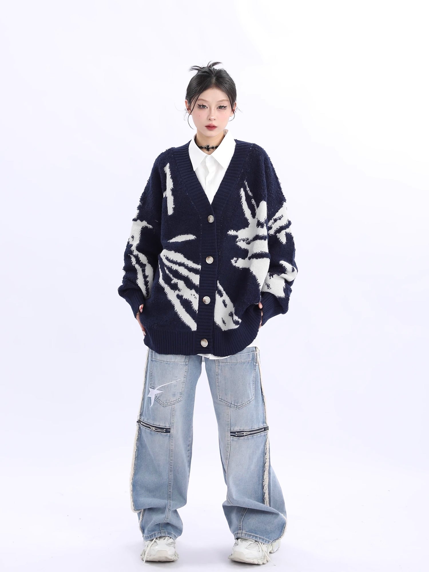 Abstract Pattern Knit Cardigan sneakershuborg