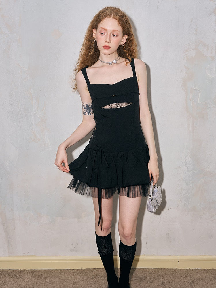 Split Lace Splicing Bud Strap Dress - sneakershuborg